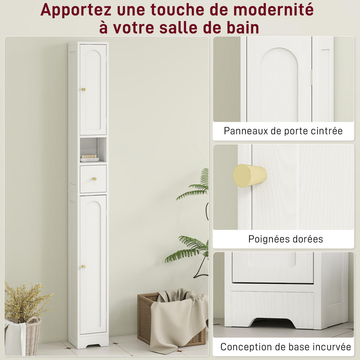 HOCHSCHRANK DE-12539 20/20/185 cm Weiß - Weiß, Holzwerkstoff (20/185/20cm) - ComfortXL