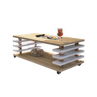 COUCHTISCH rechteckig Sonoma Eiche - Weiß Hochglanz Ablage Rollen - Weiß Hochglanz/Sonoma Eiche, Holzwerkstoff (60/120/45cm) - designimpex