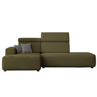 ECKSOFA RICO Links, Stoff Grün - Grün, Textil (260/186cm) - Idohome