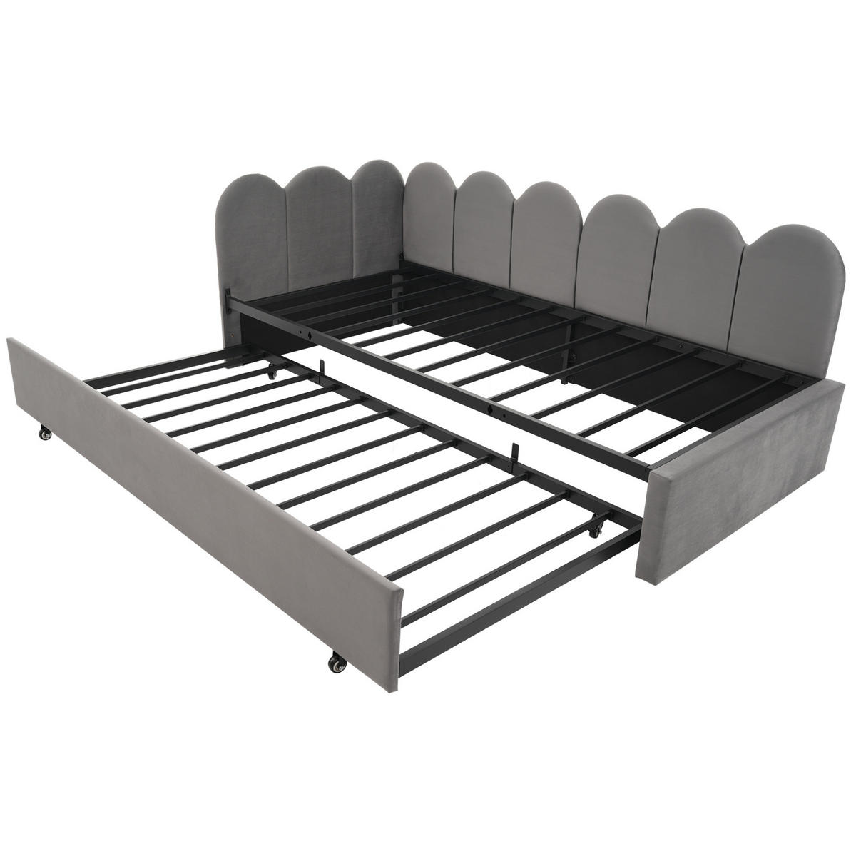 TAGESBETT 90/200 cm Ausziehbett 90/190 cm Samt Grau - Grau, Textil (90/200cm) - OKWISH