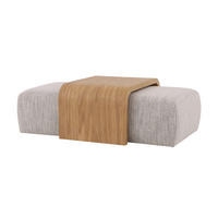 COUCHTISCH Celeste, Natur Massiveiche + grauer Stoff - Grau, Holz (44/137/41.5cm) - WOODEK