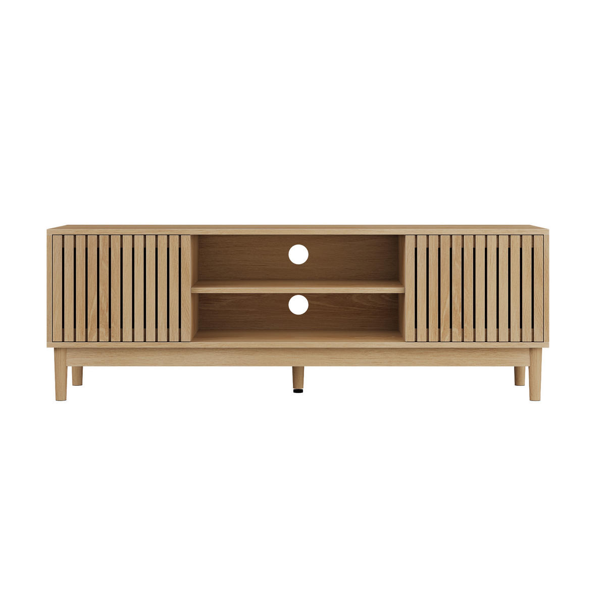 TV-LOWBOARD eichen-optik & lamellen-design - Eichefarben, Holzwerkstoff (140/48/39cm) - Urban Meuble