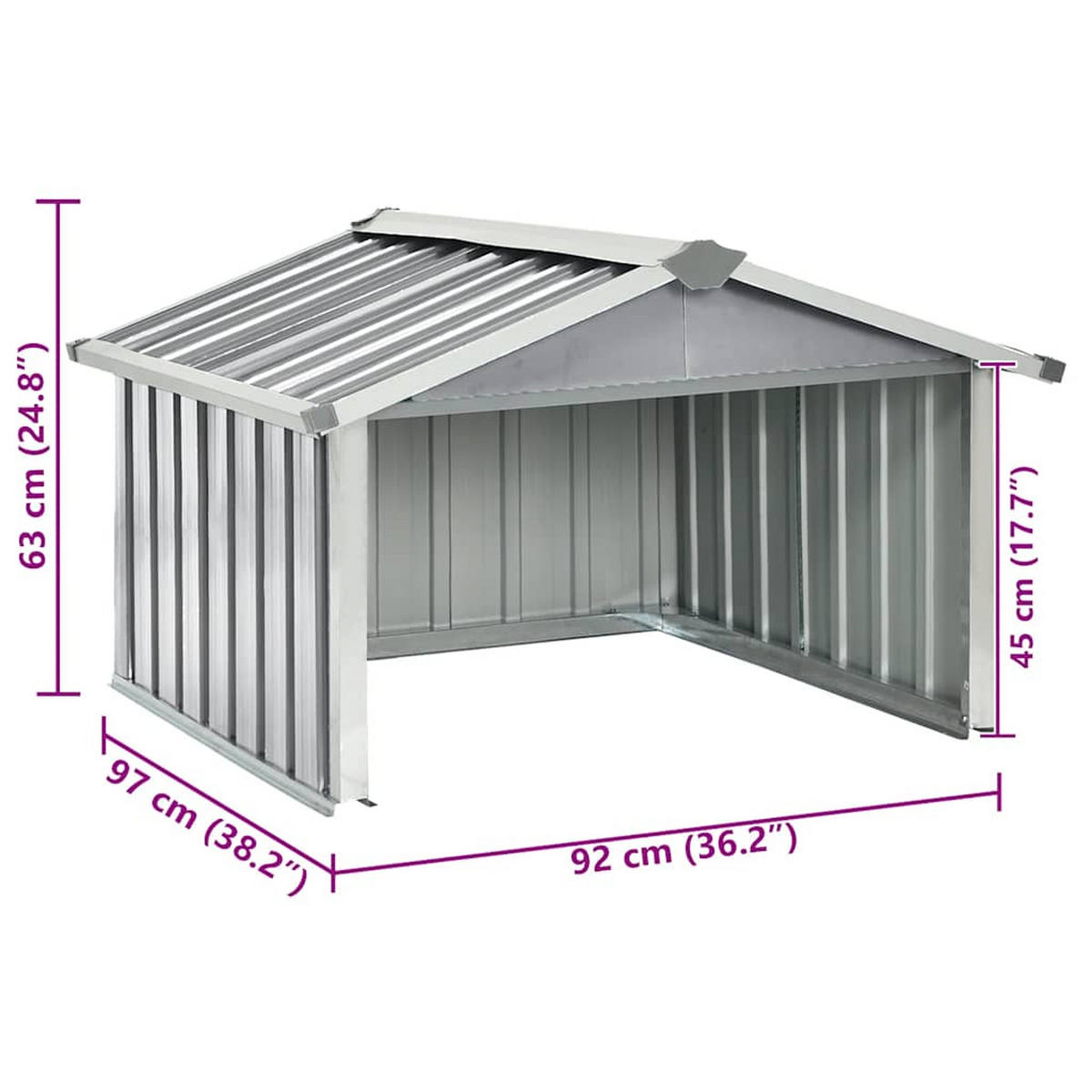 RASENMÄHER Garage 92/97/63 Cm Verzinkter Stahl Grau - Grau, Metall (92/63/97cm) - vidaXL