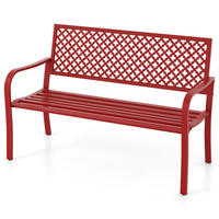 GARTENBANK Rot - Rot, Metall (62/86/127cm) - COSTWAY