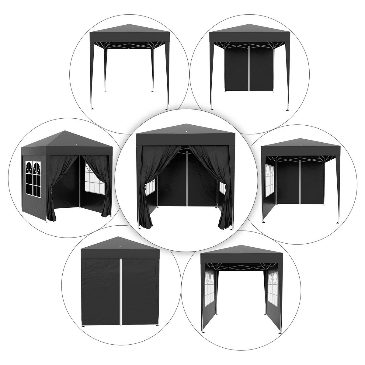 FALTPAVILLON, Blau, Stahl, Oxford-Stoff - Schwarz, Metall (2/2.4/2cm) - Outsunny