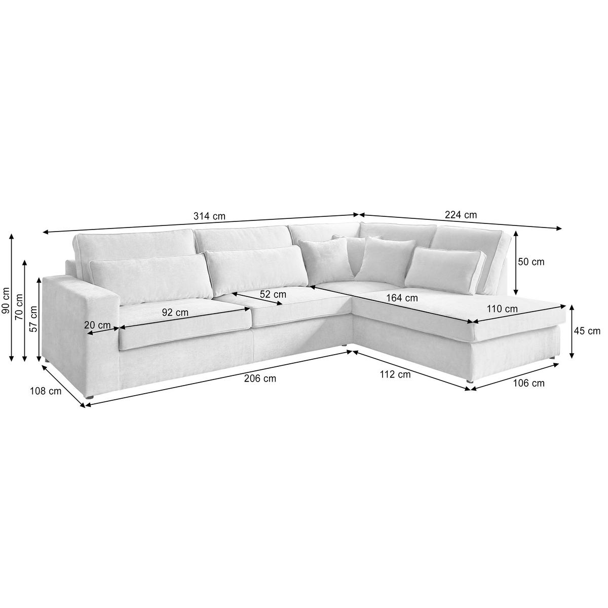 ROHOVÁ pohovka Parma bez funkce spaní, žlutá, pravá - černá/žlutá, textil (314/224cm) - Beautysofa