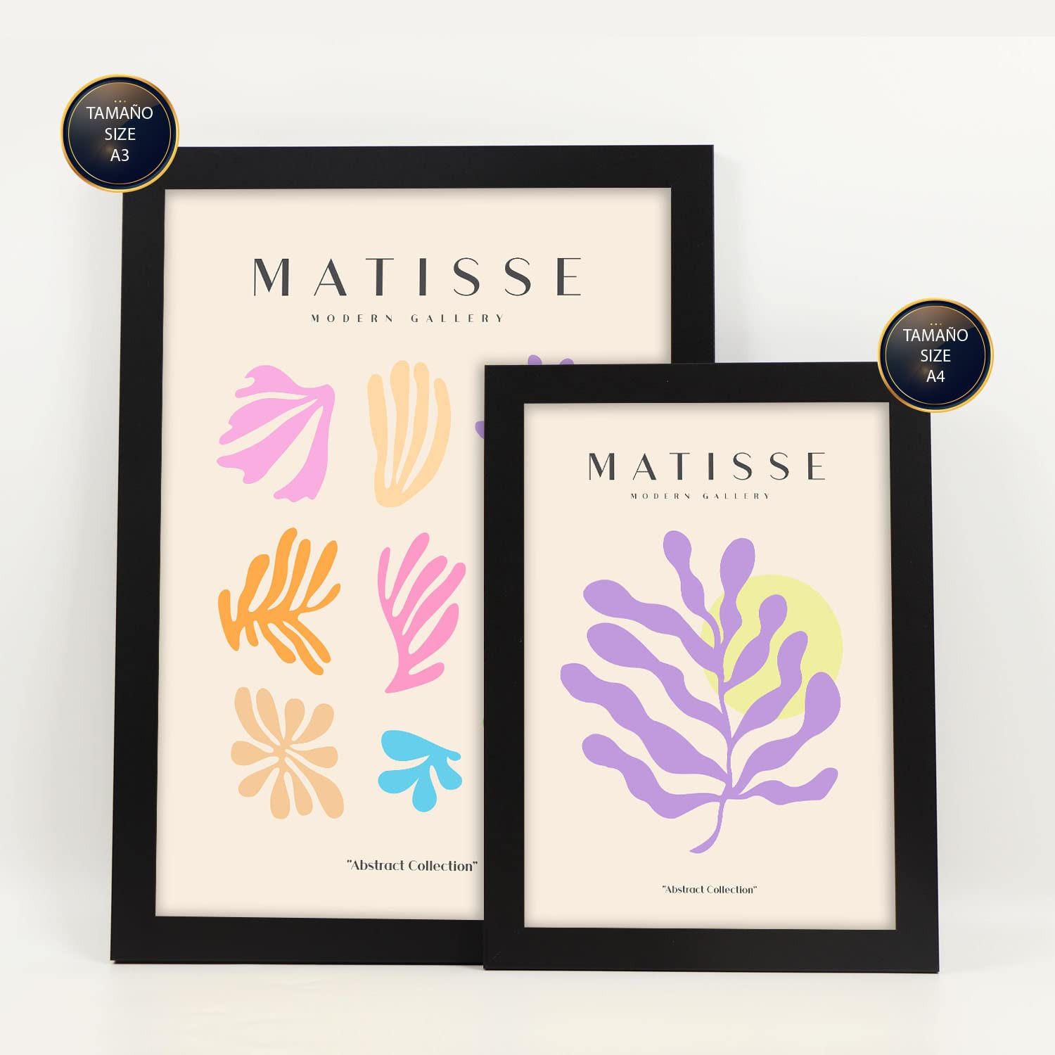 POSTER Set Mit 6 Henri Matisse Vegetation Drucke Des Fauvismus Und Der Abstrakten Kunst Für Innenarchitektur A3 & A4 Schwarzer Rahmen - Schwarz, Papier (29/3cm) - Nacnic