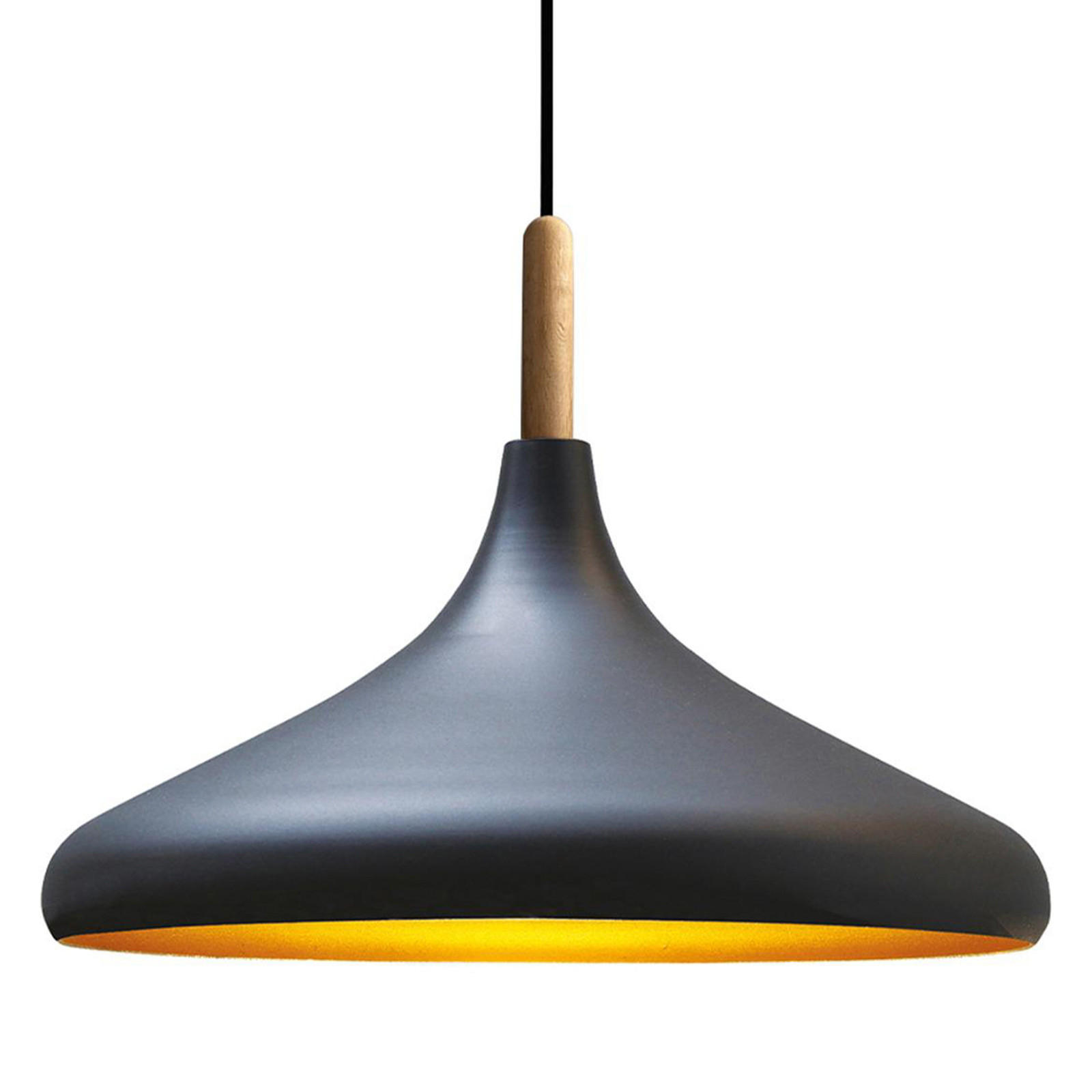 PENDELLEUCHTE Champion aus Holz 35/30 cm - Schwarz, Metall (30/35/30cm) - Bamyum