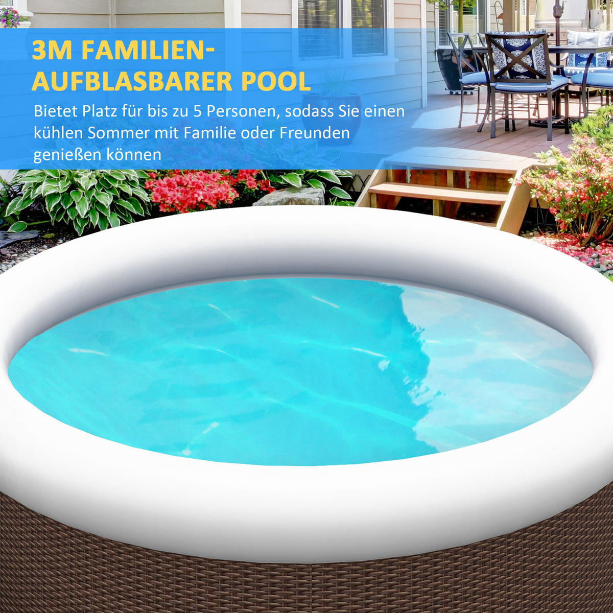 AUFSTELLPOOL, Braun, PVC - Braun, Kunststoff (300/76/300cm) - Outsunny