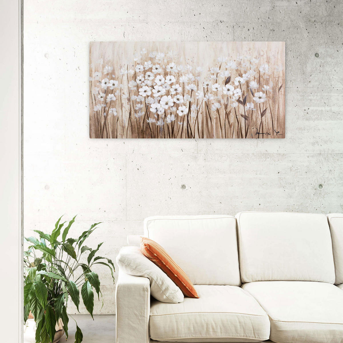 ACRYLBILD HANDGEMALT 120/60 cm - Beige, Holz/Textil (120/60cm) - KUNSTLOFT