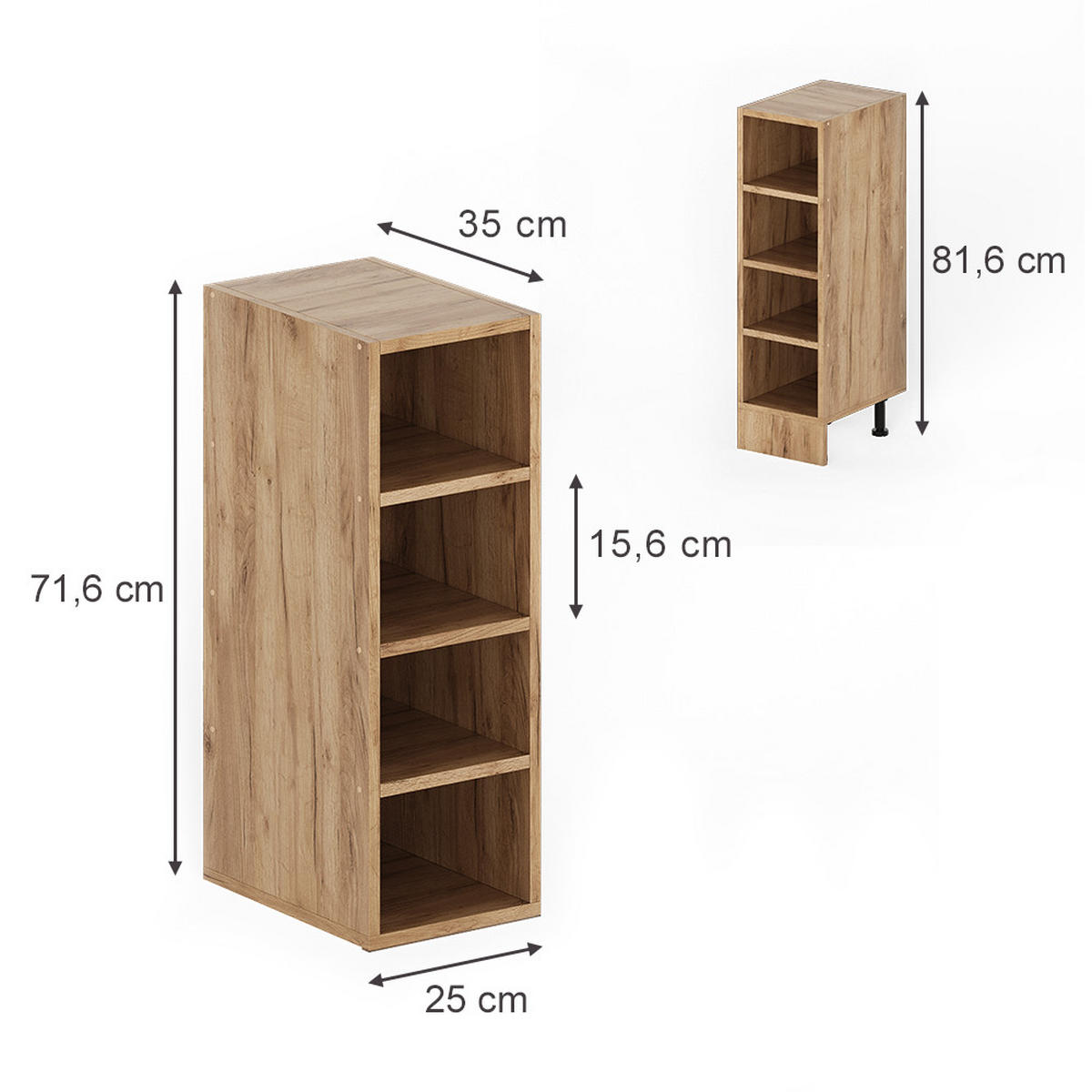 SKLADIŠČNA POLICA Rula, Zlati hrast z močjo, 25 x 81.6 cm - medeni hrast, leseni material (25/350/35cm) - Vicco
