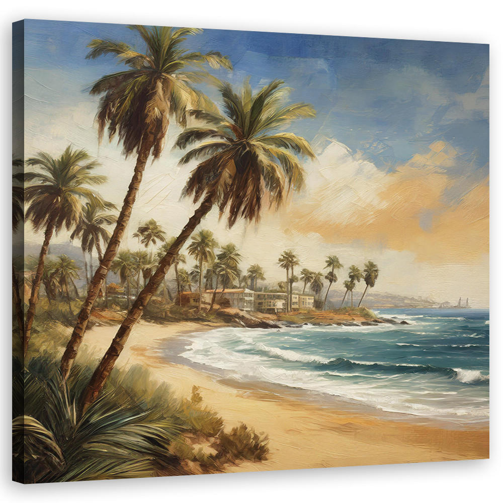 WANDBILD palmen meer tropische landschaft - Beige, Textil (50/50cm) - Feeby