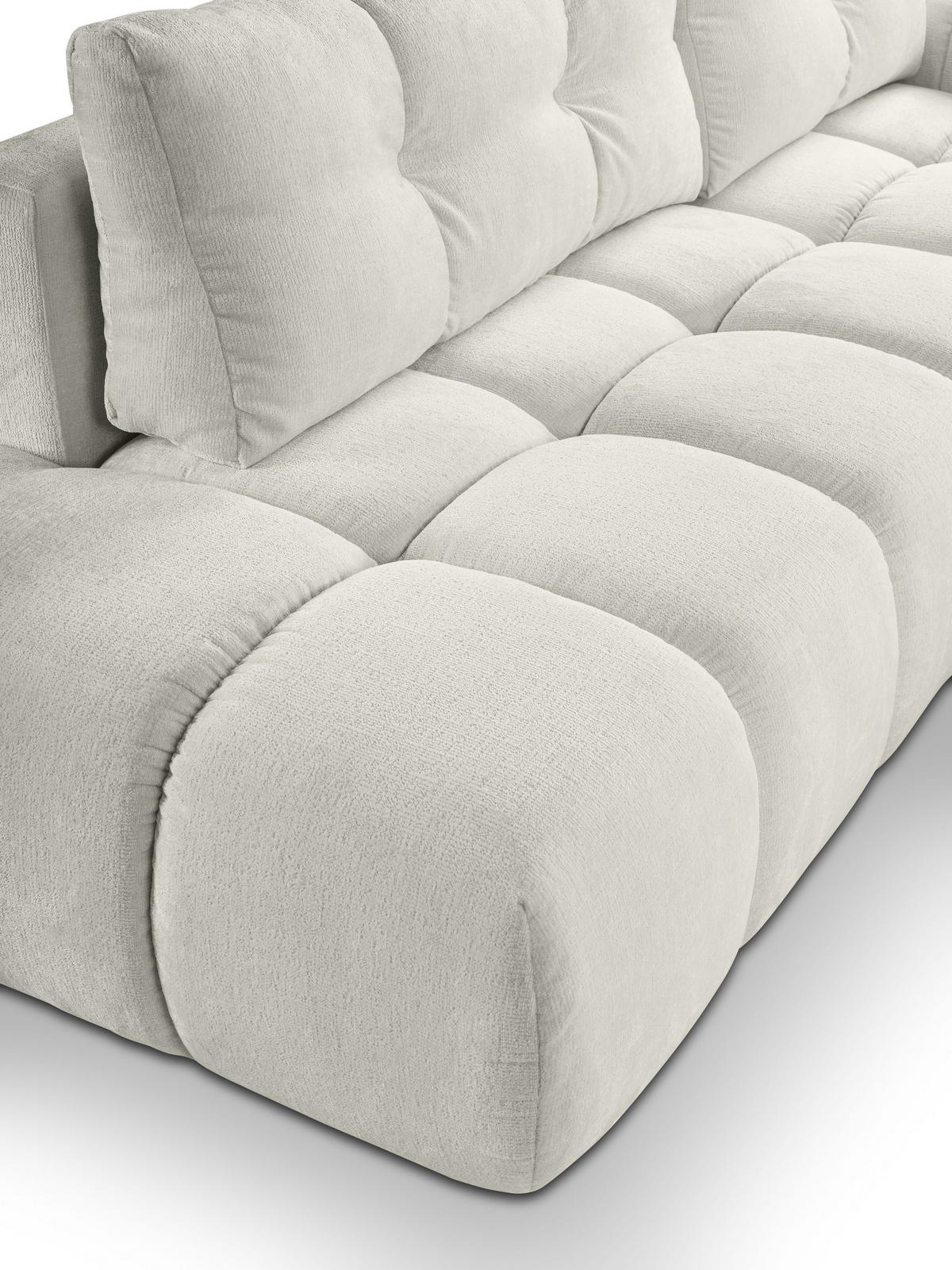 ECKSOFA DUCA R-S Grau Chenille mit Schlaffunktion - Creme, Holz (266.5/266.5cm) - MASSENO