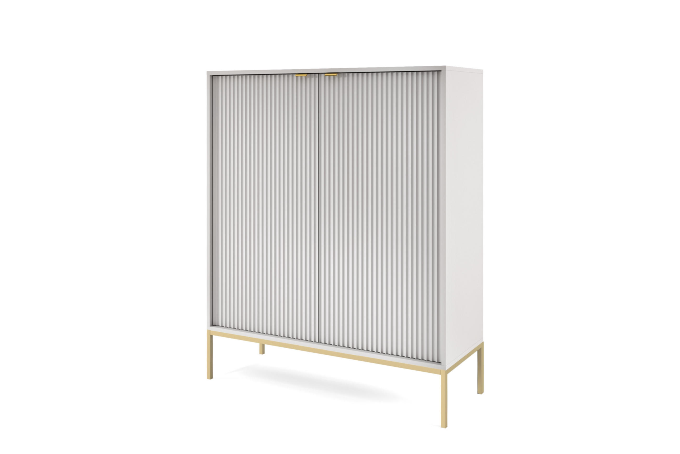 HOCHKOMMODE NOVA Geriffelt, 2-Türen, KOMMODE Schwarz, Goldfüße 104x39x cm Grau - Goldfarben/Graphitfarben, Holzwerkstoff/Kunststoff (104/125/39cm) - DomoHome