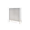 HOCHKOMMODE NOVA Geriffelt, 2-Türen, KOMMODE Schwarz, Goldfüße 104x39x cm Grau - Goldfarben/Graphitfarben, Holzwerkstoff/Kunststoff (104/125/39cm) - DomoHome