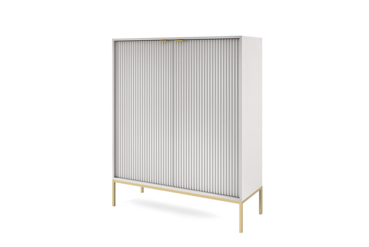 HOCHKOMMODE NOVA Geriffelt, 2-Türen, KOMMODE Schwarz, Goldfüße 104x39x cm Grau - Goldfarben/Graphitfarben, Holzwerkstoff/Kunststoff (104/125/39cm) - DomoHome