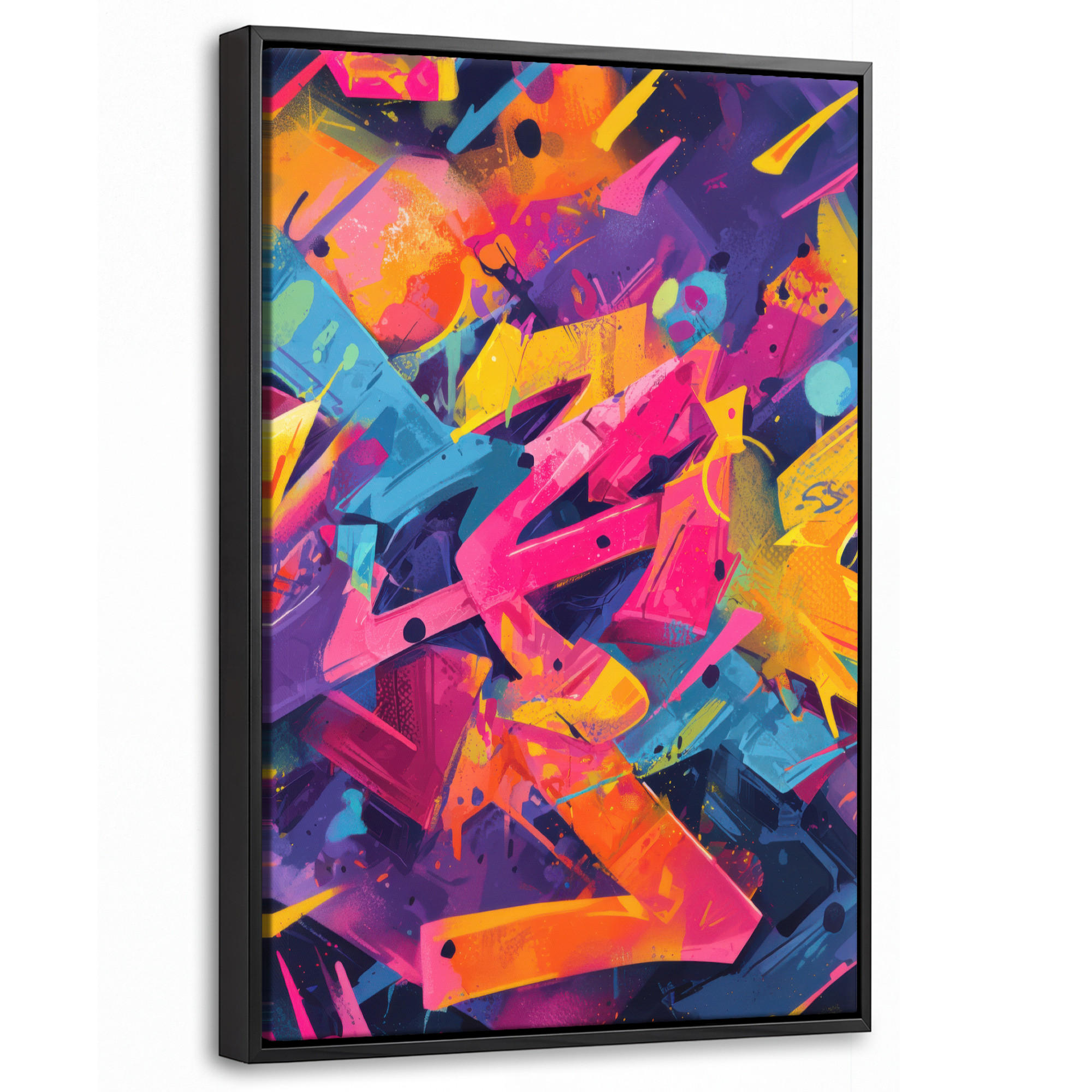 LEINWAND Bilder mit Rahmen - Abstrakt - Formen - Farbenfroh - 40x60 - Magenta, Textil (40/60cm) - MuchoWow