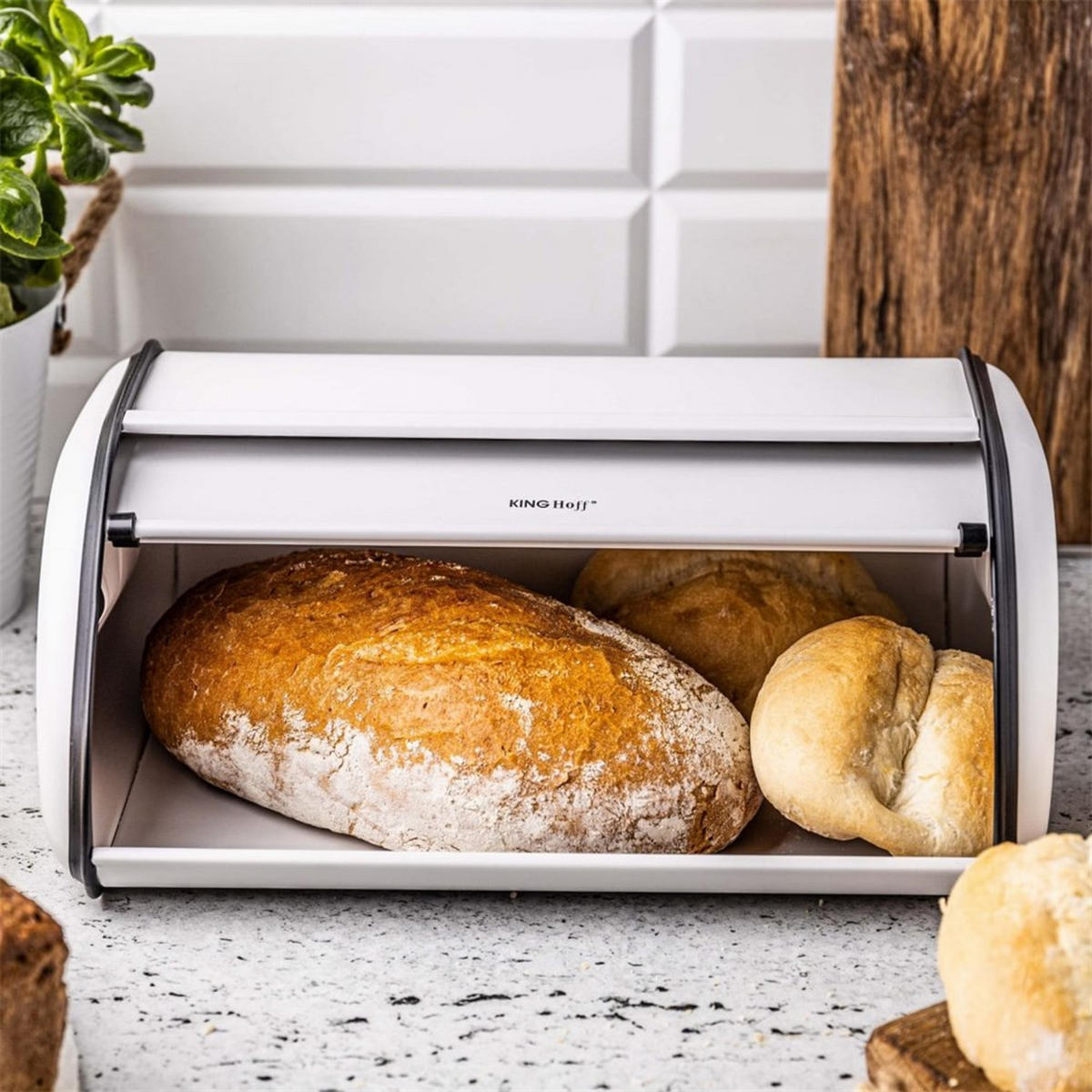 BROTKASTEN Weiß 44/27/18.5 cm KH1864 - Weiß, Metall (27/18.5/44cm) - Kinghoff 
