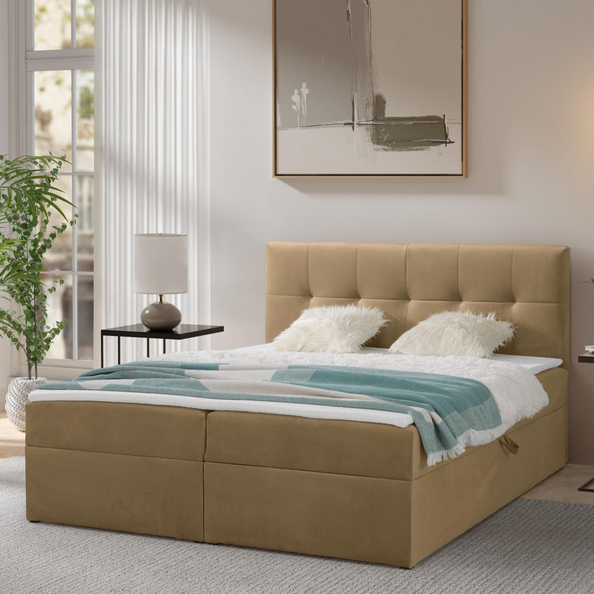 BOXBETT Toronto 180x200 Bonell-Matratze H3 und Topper - Hellbraun/Silberfarben, Holz/Holzwerkstoff (180/200cm) - Ravio