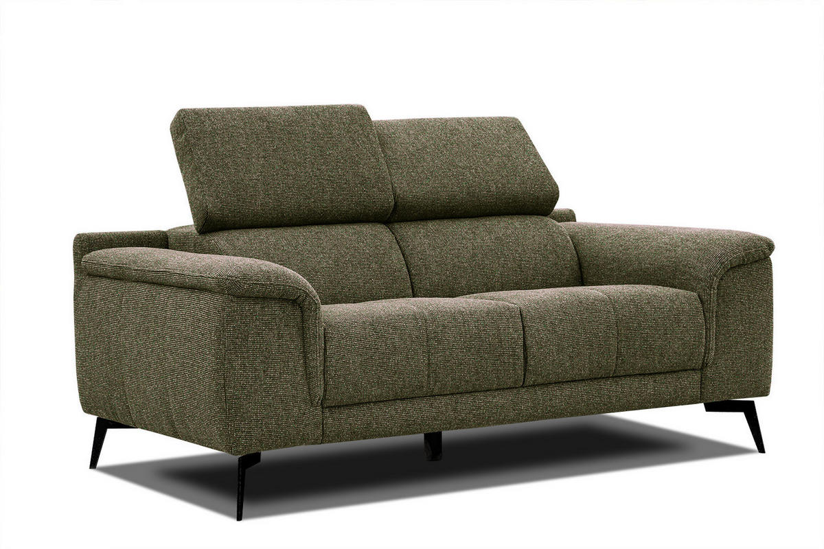 SOFA FIERO 2-Sitzer, olivgrün - Schwarz/Olivgrün, Holzwerkstoff/Textil (170/82/103cm) - Wozimo