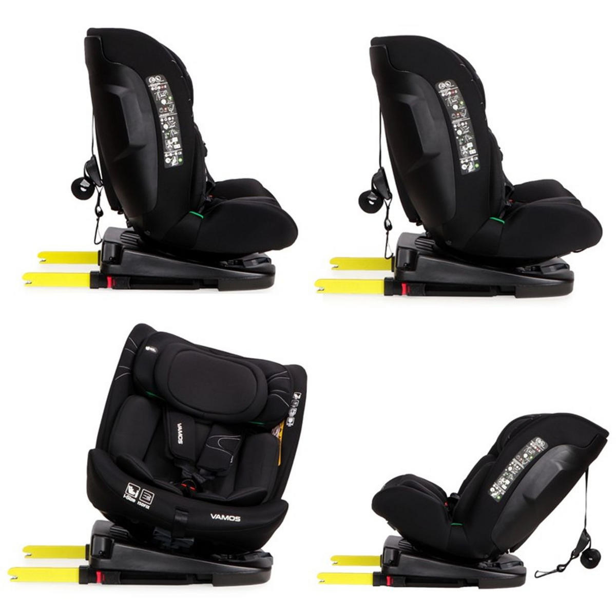 KINDERSITZ Vamos i-Size schwarz (40-150cm) Gruppe 0/1/2/3 Isofix Top Tether Gurt - Schwarz, Kunststoff (45/69/56cm) - Moni