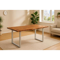 ESSTISCH LAURINA - Silberfarben/Nussbaumfarben, Holz/Metall (80/140/77cm) - SAM
