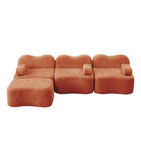ECKSOFA 288x167x70 cm aus Samt rahmenlos modular mit 1 Ottoman, orange - Orange, Textil (167/288cm) - Luhomfu