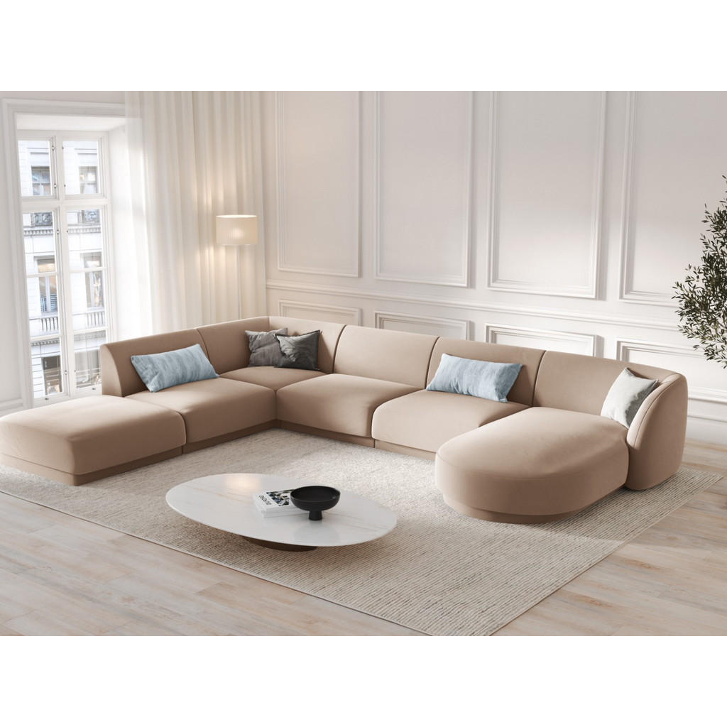 Thumbnail - Micadoni Panoramasofa, Cappuccino, Textil, 6-Sitzer, U-Form, 255x70x330 cm, Hergestellt in Europa, Oeko-Tex®, Wohnzimmer...
