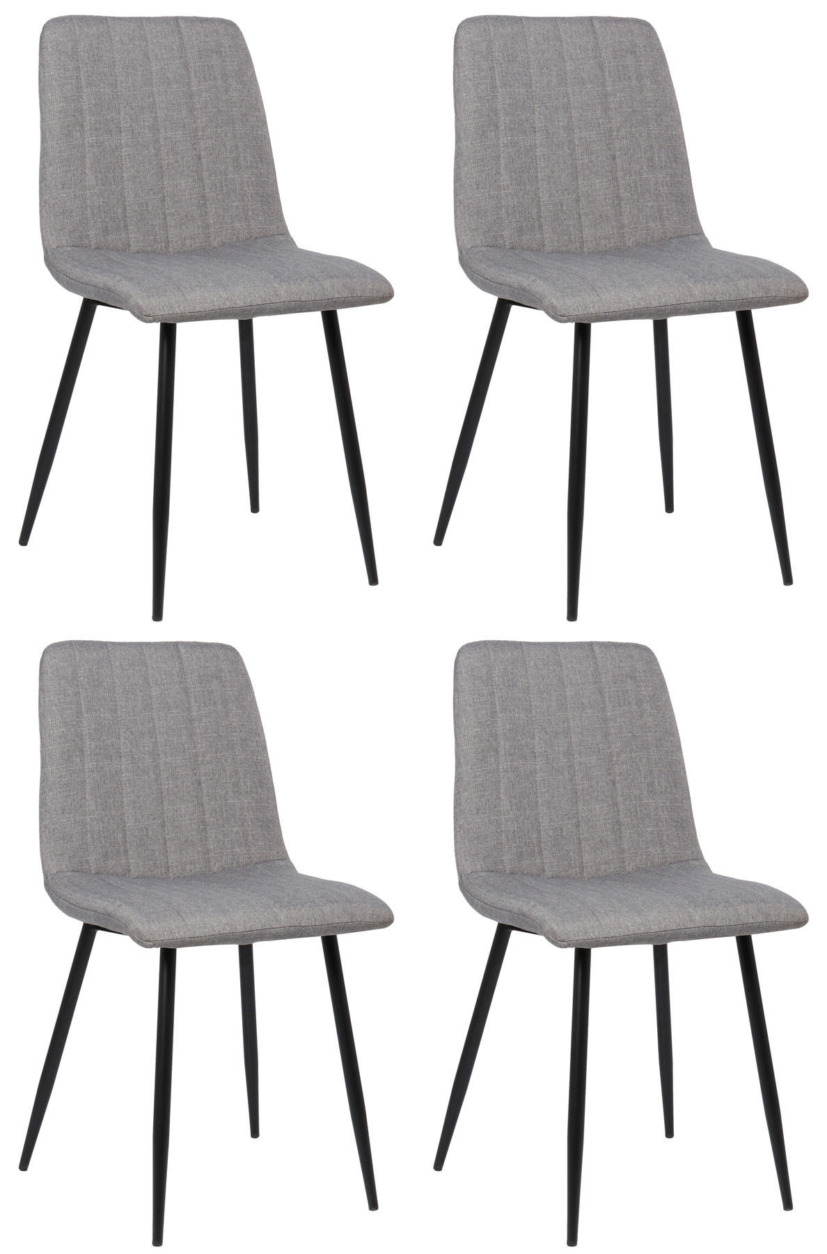 STÜHLE 4er-Set LENZ Stoff 88x45x53 cm grau Metall - Grau, Metall (45/88/53cm) - DELUKE
