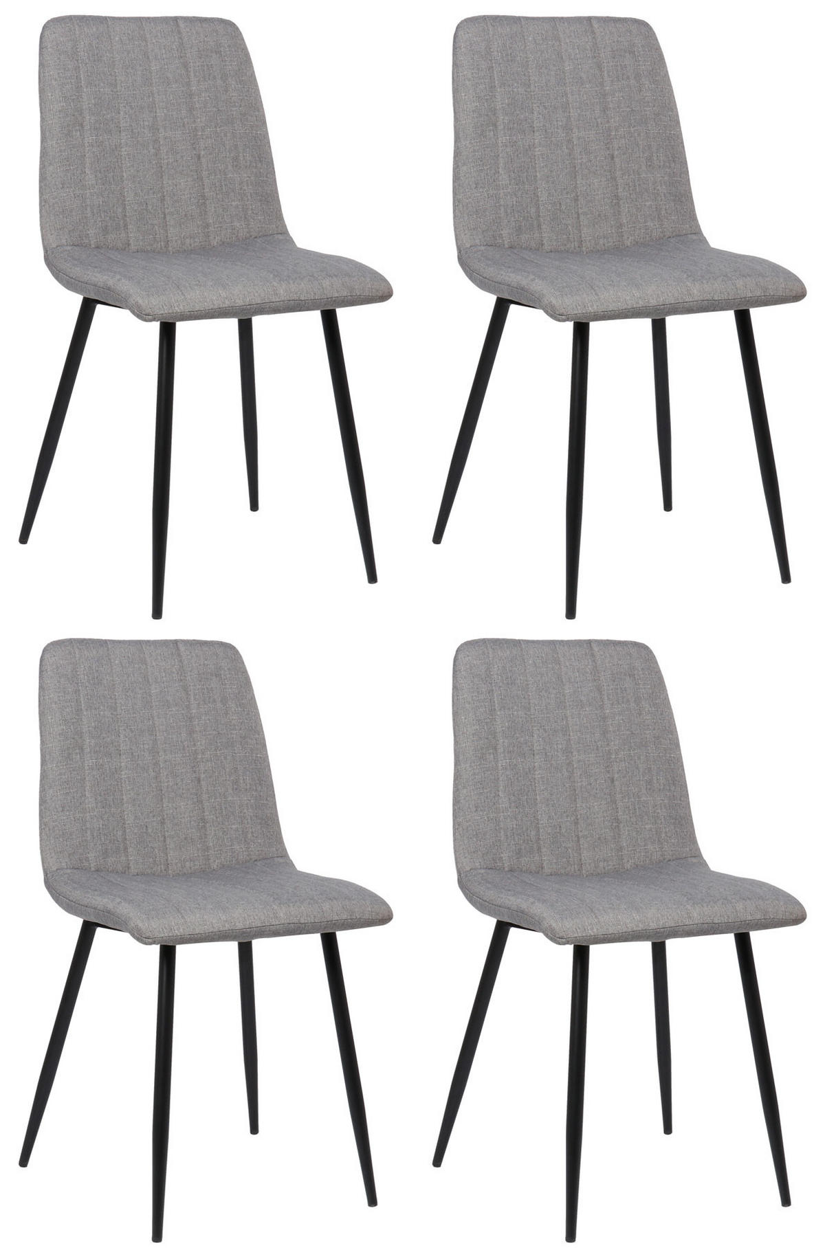 STÜHLE 4er-Set LENZ Stoff 88x45x53 cm grau Metall - Grau, Metall (45/88/53cm) - DELUKE