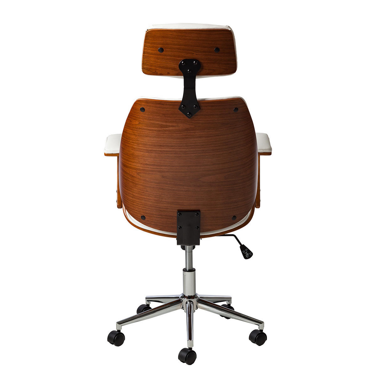 BÜRODREHSTUHL - Kunstleder / Stahl - Walnussfarben/Weiß, Holzwerkstoff/Kunststoff (66/121/71cm) - home24