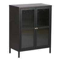 VITRINE Säkylä - Transparent/Schwarz, Glas/Metall (64/84/35cm) - [en.casa]