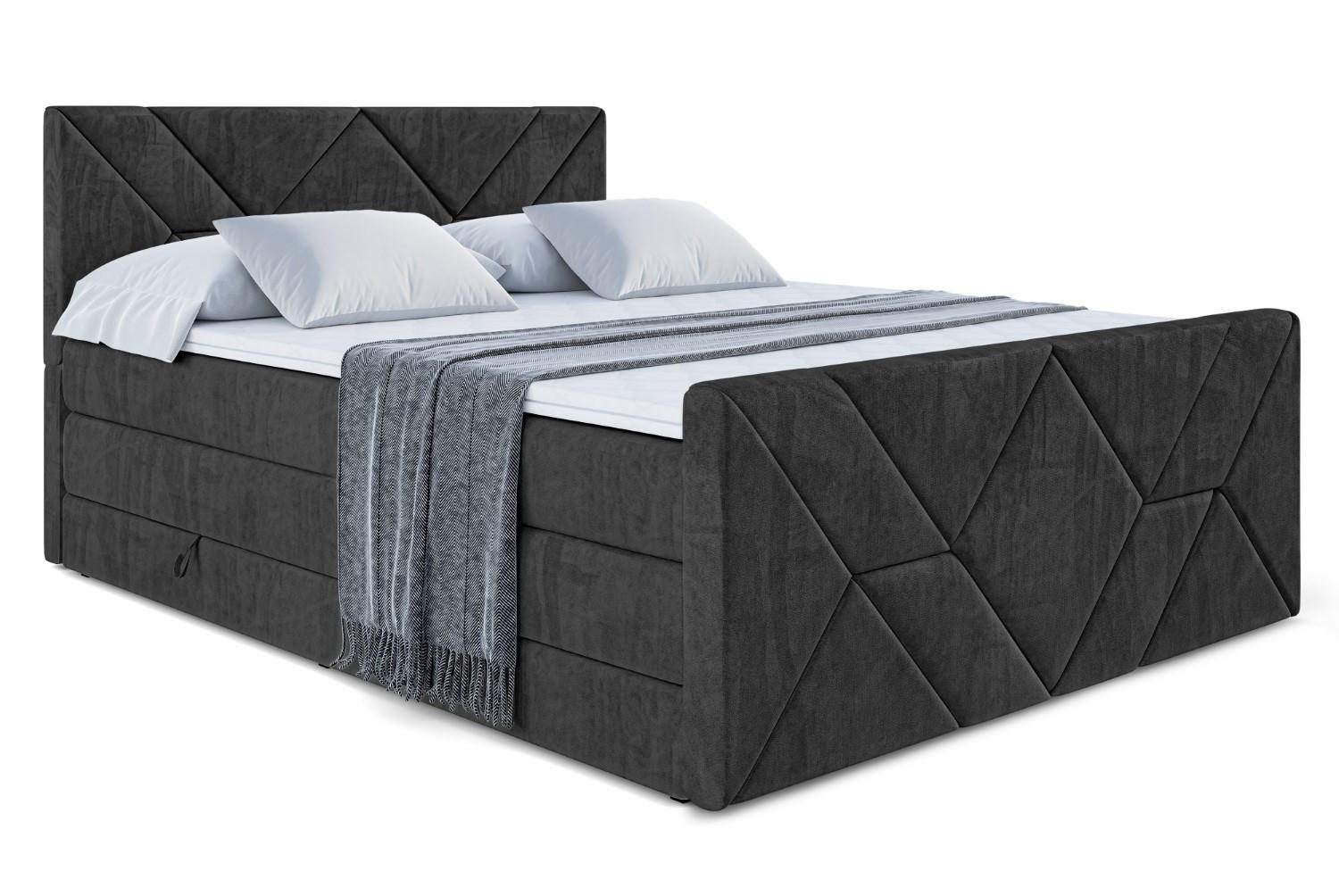 BOXSPRINGBETT BARWA-Z KING - 180x200 - H3/H4 - Schwarz - Schwarz, Holzwerkstoff (180/200cm) - ALTDECOR