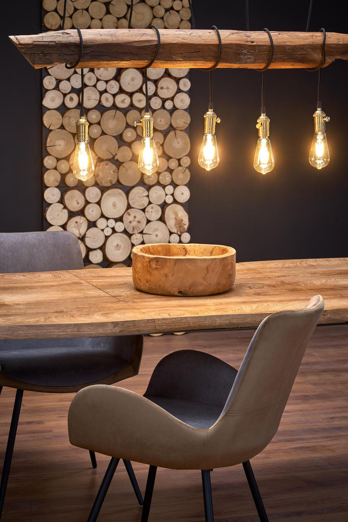 ESSTISCH rechteckig ausziehbar Eiche Natur Echtholz Baumkante - Eichefarben, Holz (80/120/75cm) - designimpex