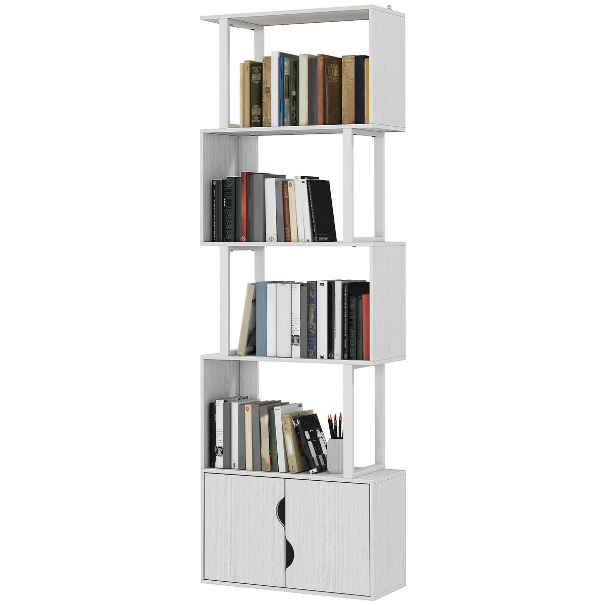 REGAL DE-15537 5 Ebenen + Doppeltürschrank Weiß - Weiß, Holzwerkstoff (23.8/179.2/60cm) - ComfortXL
