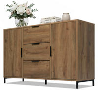 HIGHBOARD mit 2 Türen, 3 Schubladen und verstellbaren Einlegeböden, 120 x 40 x 76 cm, Dunkle Eiche, Spanplatte - Wildeiche, Holzwerkstoff (120/76/40cm) - SONNENH