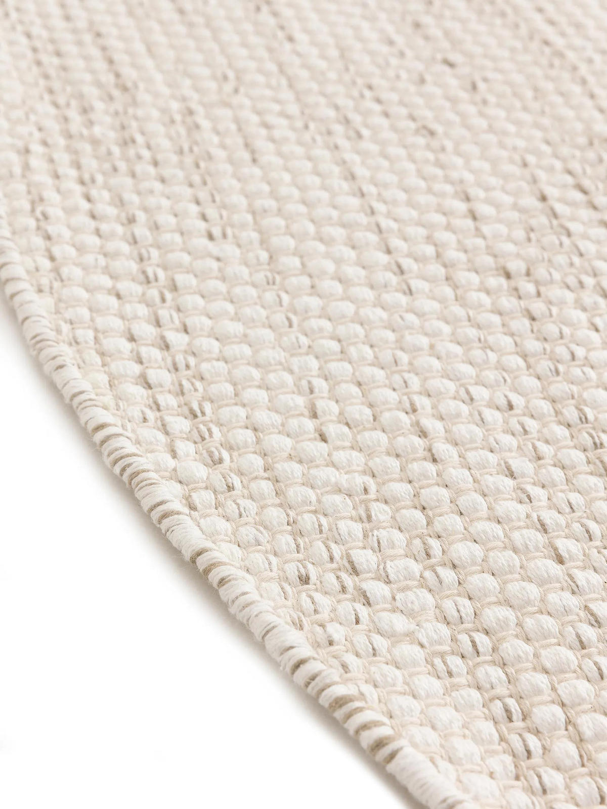 BAUMWOLLTEPPICH Ron handgewebt ø 200 cm rund - Creme, Naturmaterialien/Textil (200/200cm) - benuta