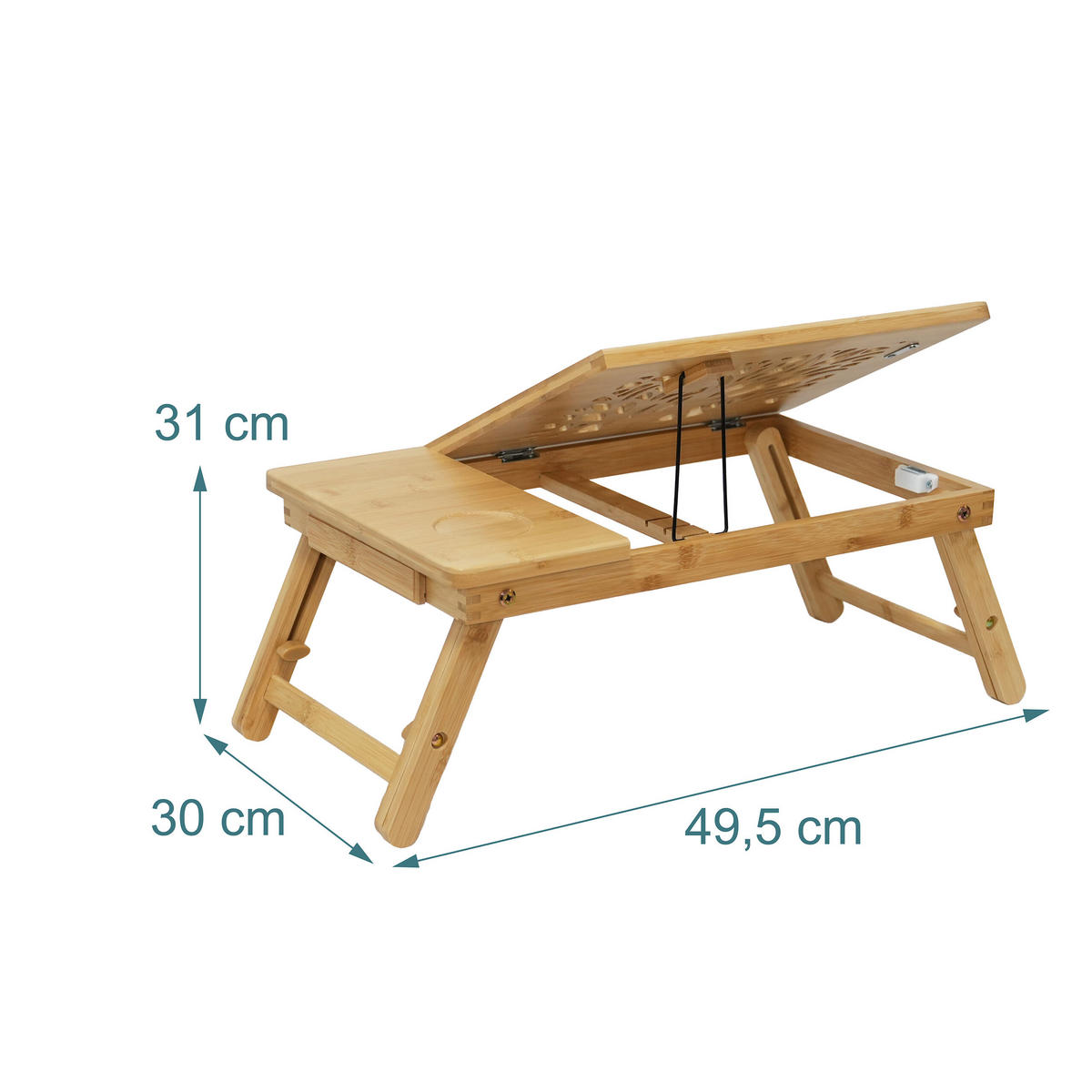 STOJAN Prírodná bambus výškovo nastaviteľný - svetlohnedá, drevo (30/49.5/31cm) - Relaxdays