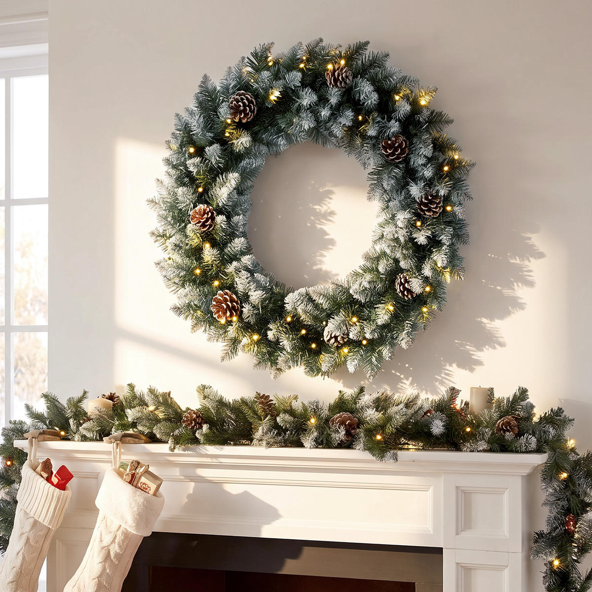 WEIHNACHTSKRANZ PVC Stahl Grün - Grün, Kunststoff (60/12/60cm) - HOMCOM