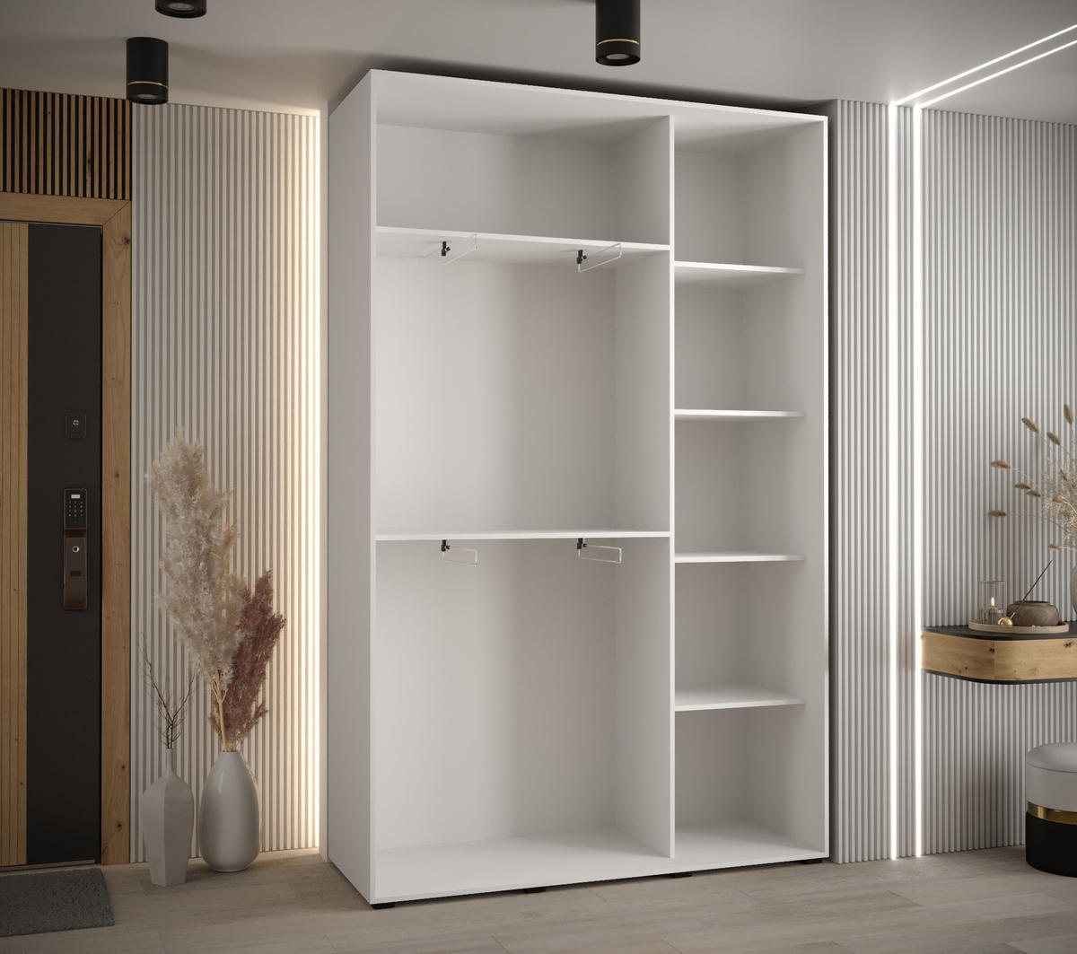 SCHWEBETÜRENSCHRANK 235,2/150/45 3-türig - Silberfarben/Schwarz, Holz/Metall (150/235/45cm) - Abiks Möbel