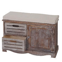 SITZBANK SHABBY-LOOK Braun, Cremeweiß - Braun/Weiß, Holz (71/49/32cm) - MCW
