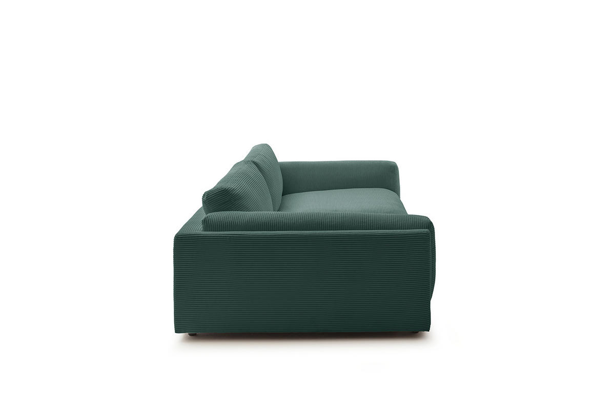 BIG SOFA RAINA Smaragdgrün Cord - Smaragdgrün/Schwarz, Kunststoff/Textil (294/85/150cm) - KAWOLA