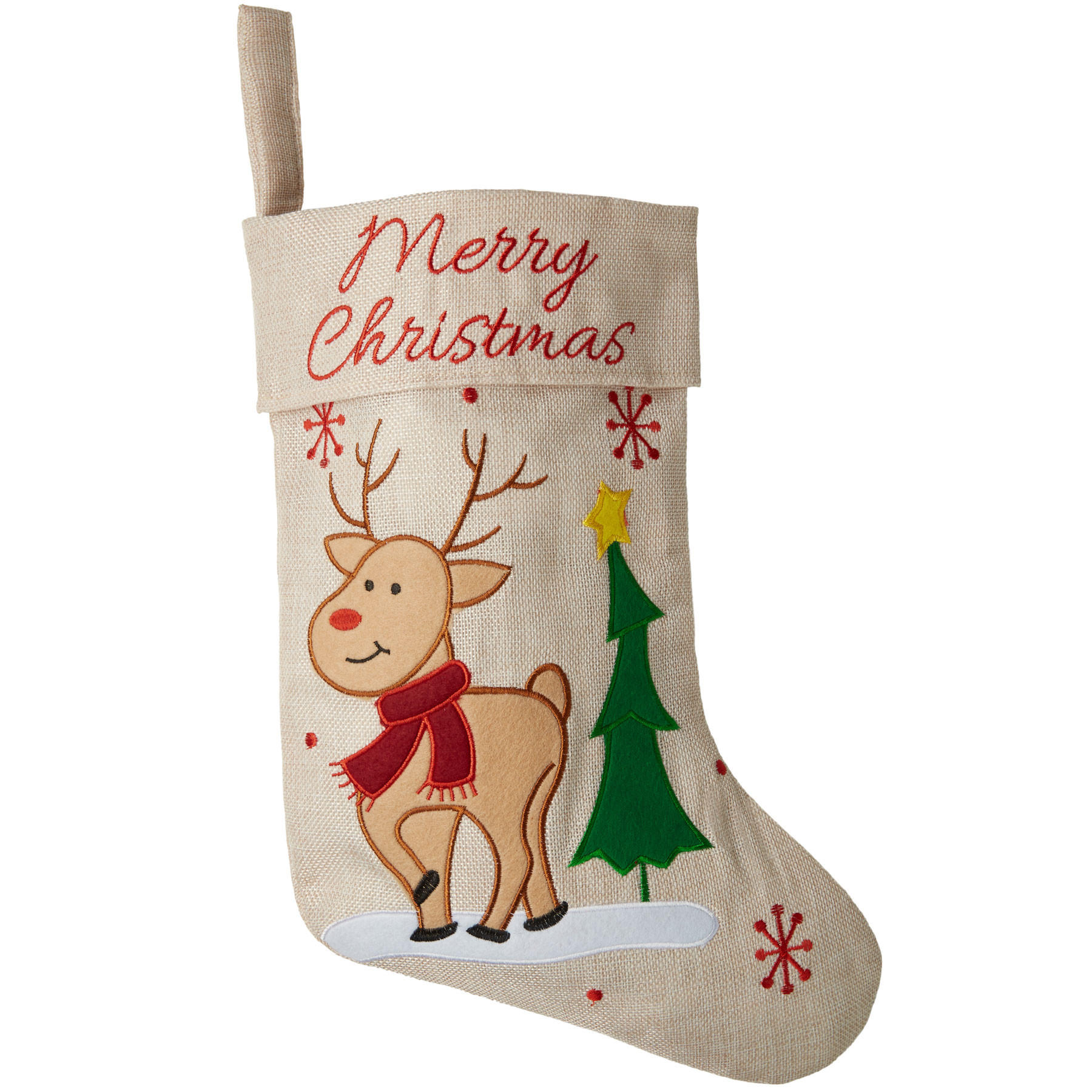 NIKOLAUSSTIEFEL IN JUTE-OPTIK Mit Rentier-motiv,26 x 36,5 cm,beige - Beige, Kunststoff (36.5/0.5/26cm) - tectake