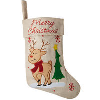 NIKOLAUSSTIEFEL IN JUTE-OPTIK Mit Rentier-motiv,26 x 36,5 cm,beige - Beige, Kunststoff (36.5/0.5/26cm) - tectake