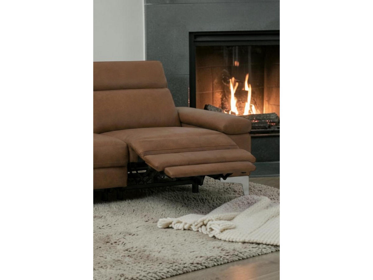 3-SITZER Sofa Talisman Echtleder mit 2 x Relaxfunktion Cognacbraun - Cognac, Leder/Metall (216/80/100cm)