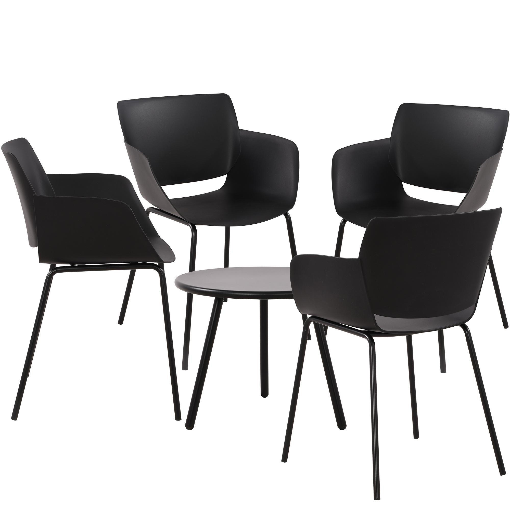 GARTENSITZGRUPPE Kunststoff schwarz - Schwarz, Kunststoff - CLP