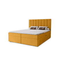 BOXBETT Nero mit 2 Bettkästen, 180x200, Gelb, Velourstoff, Doppelbett mit Bonell-Matratze und Topper - Gelb, Holz/Kunststoff (180/200cm) - Marpur