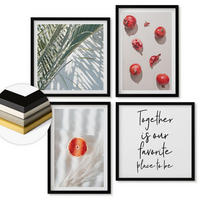WANDBILDER 4er-Set - 50x50 cm & 40x60 cm Schwarzer Rahmen - Feiertags-Palmenfrucht-Inschrift - Schwarz, Kunststoff (50/50cm) - ArtPrintCave