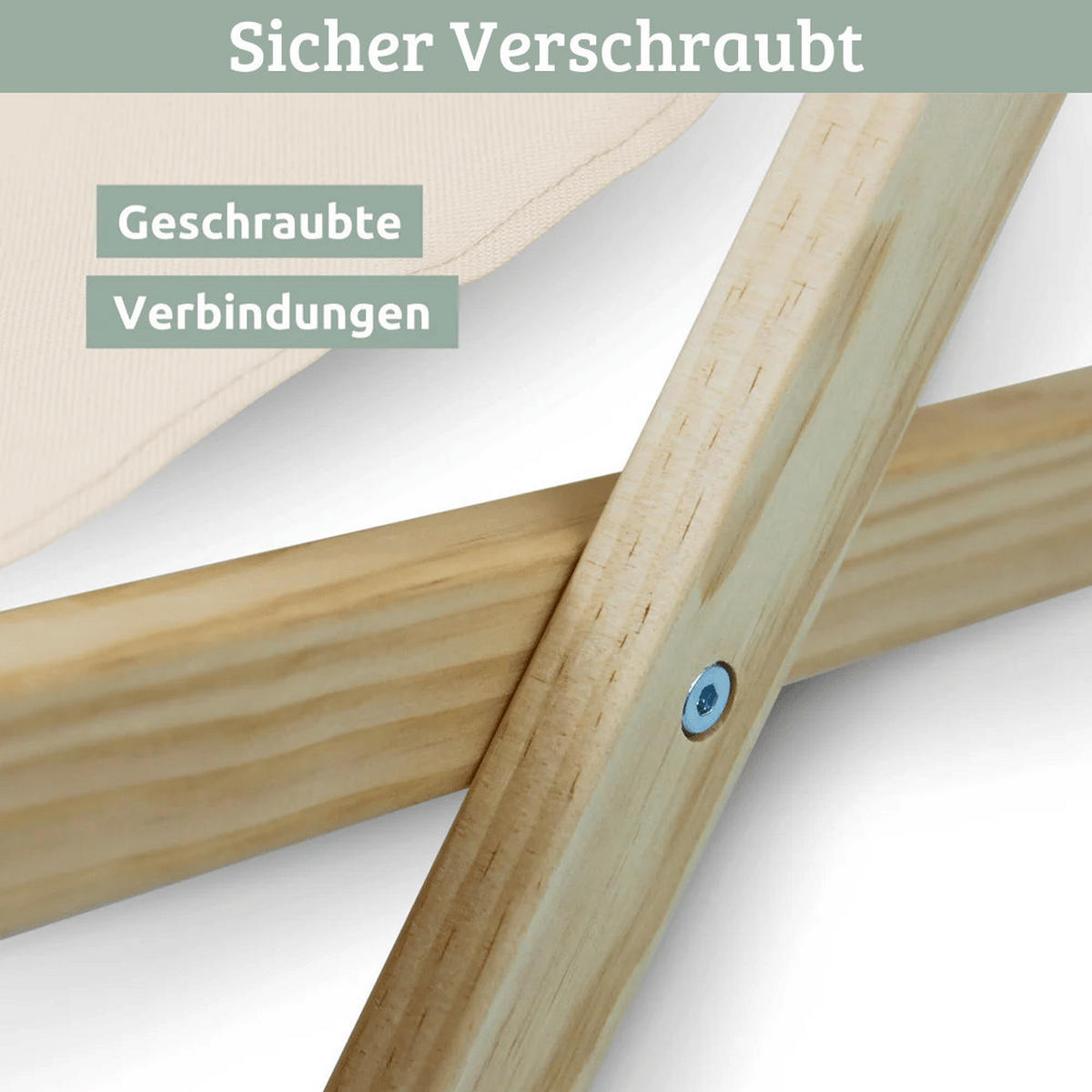 SONNENLIEGE Holz klappbar FRIEDA 2er Set Liegestuhl Creme - Creme, Holz (59/80/90cm) - DELUKE