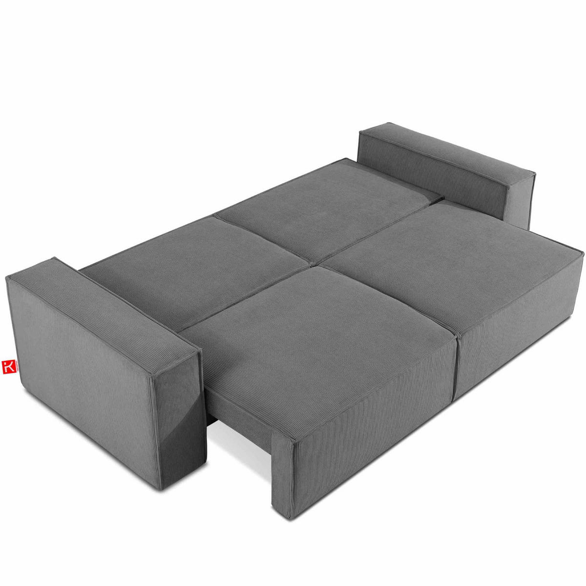 SCHLAFSOFA NAPI III 3-sitzer mit Kissen,Grau - Grau, Holz/Textil (244/89/101cm) - KONSIMO®